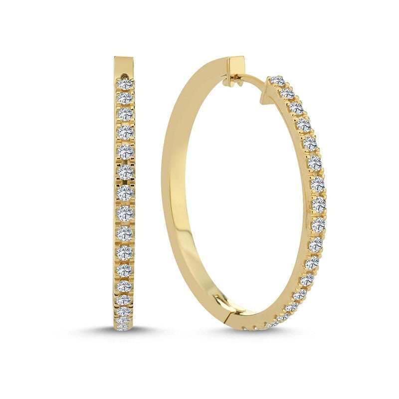 Nuran creoler i 14 karat guld med 0,68 ct hvide diamanter Ø30 – klassiske og elegante creoler.